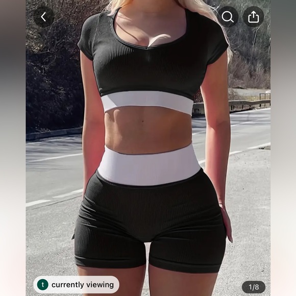 Pants - 🛍️$3 IN A BUNDLE🛍️2 piece Shorts & Crop Top Fitness Set